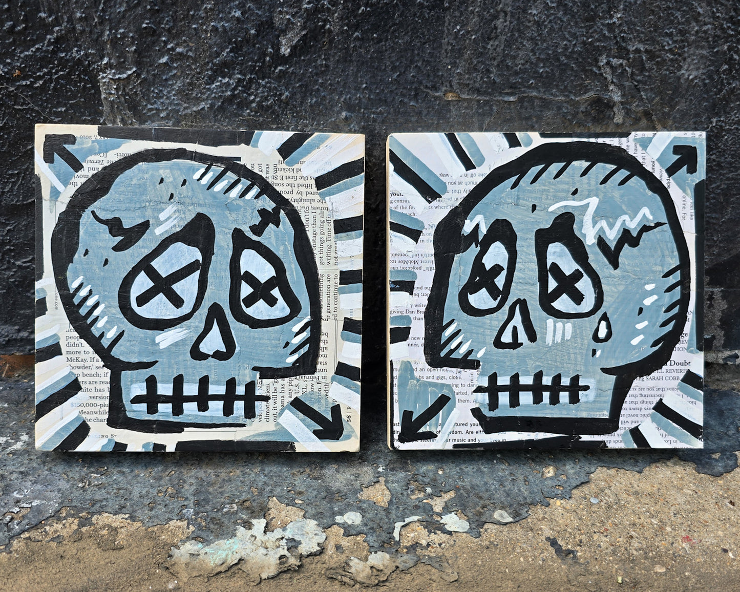 Skull Panel Mini 6"x6", Grey B