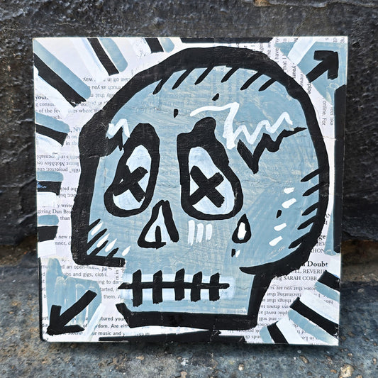 Skull Panel Mini 6"x6", Grey B