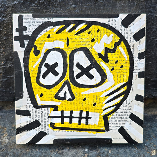 Skull Panel Mini 6"x6", Yellow B