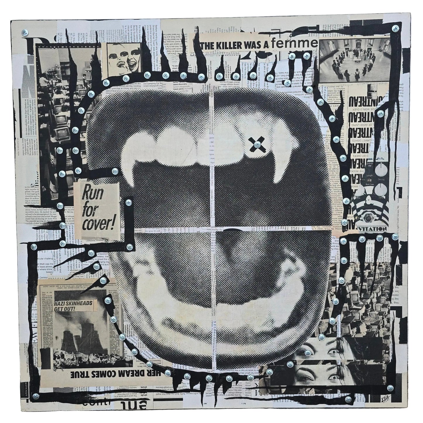 "Run For Cover" 24"x24" Mixed Media on Wood