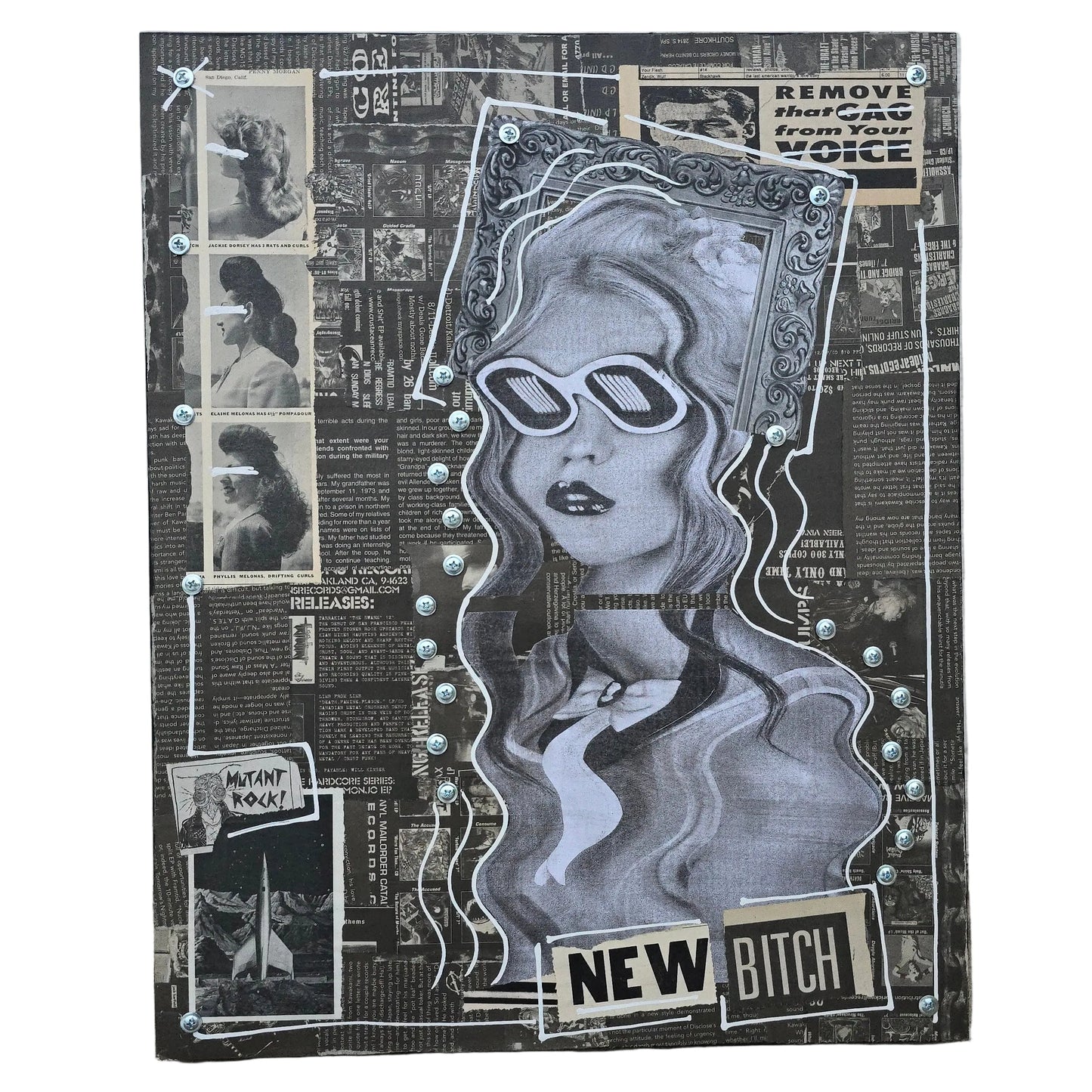 "New Bitch" 16"x20" Mixed Media on Wood