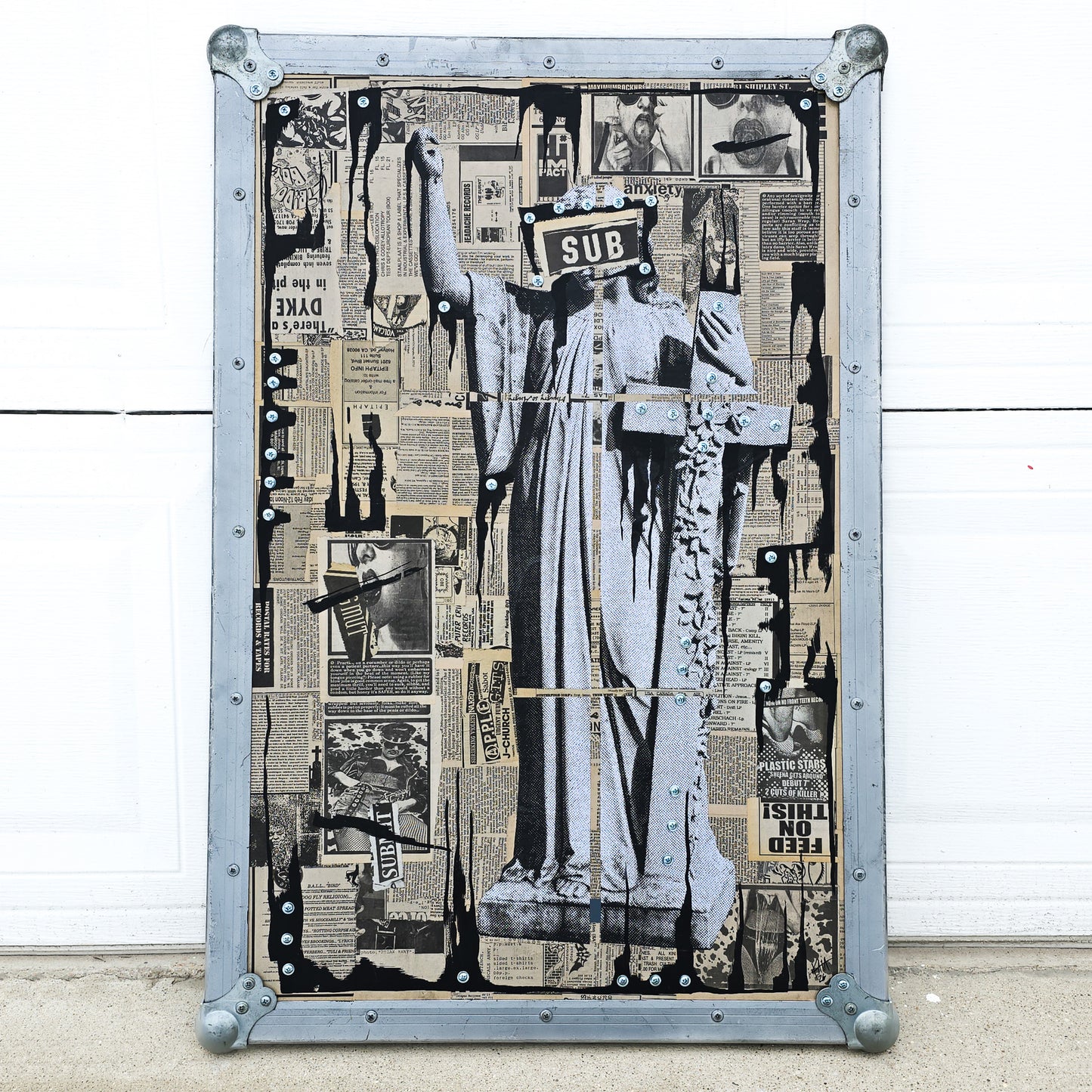 "Sub" 24"x36" Mixed Media on Road Case