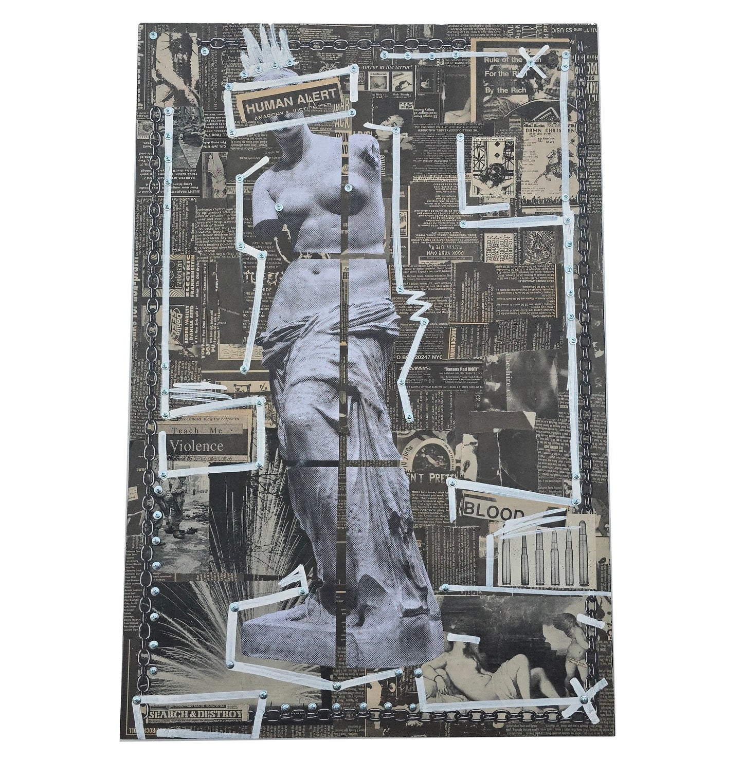 "Human Alert" 24"x36" Mixed Media on Wood Panel