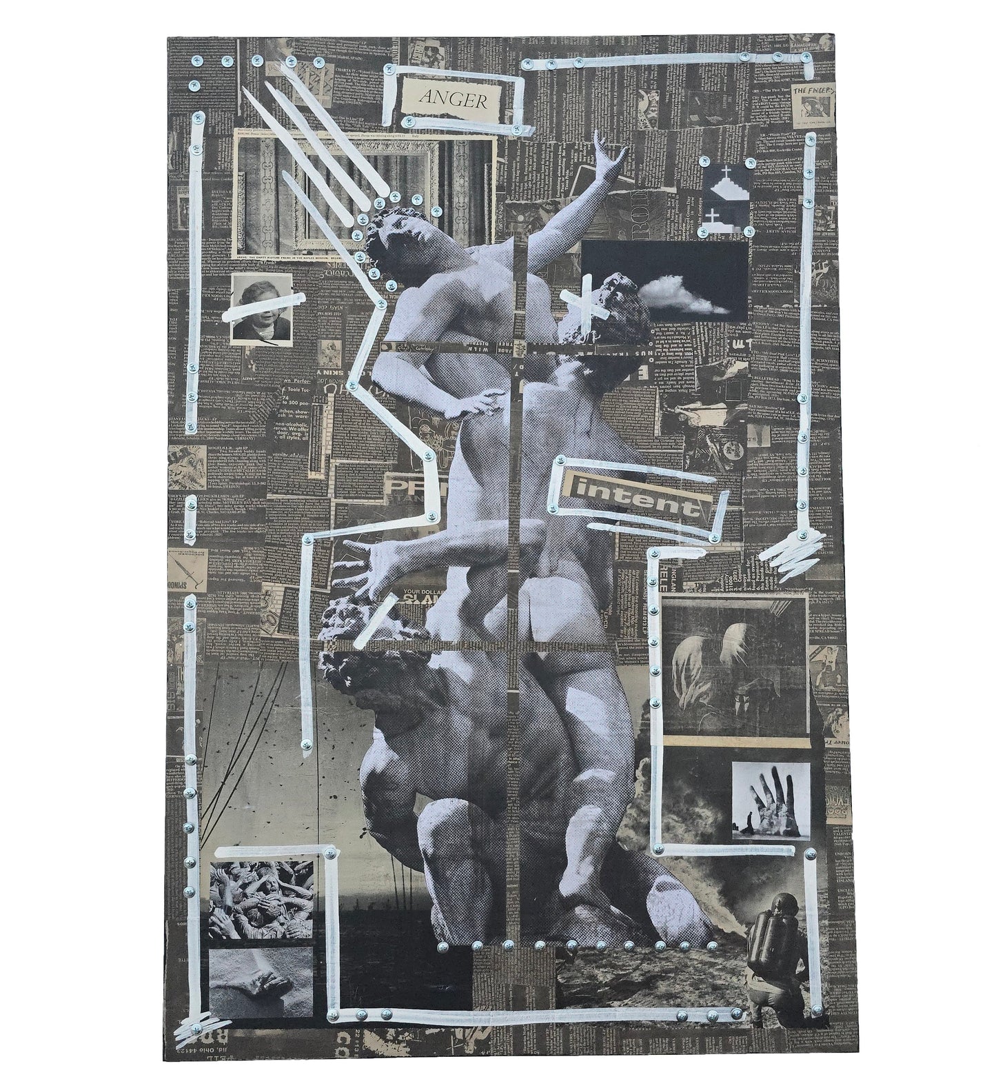 "Anger/Intent" 24"x36" Mixed Media on Wood Panel