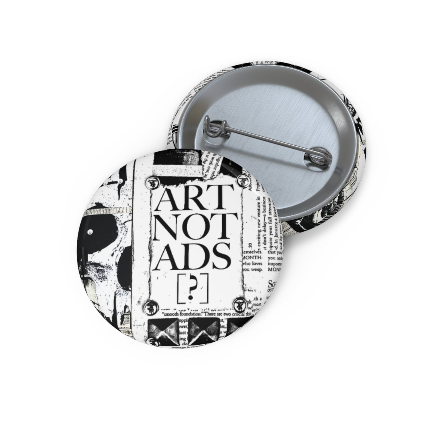 Custom Pin Button, Art Not Ads