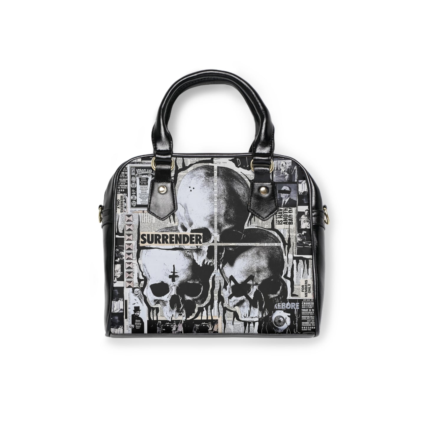 Skulls Trio, Shoulder Handbag with Crossbody Strap