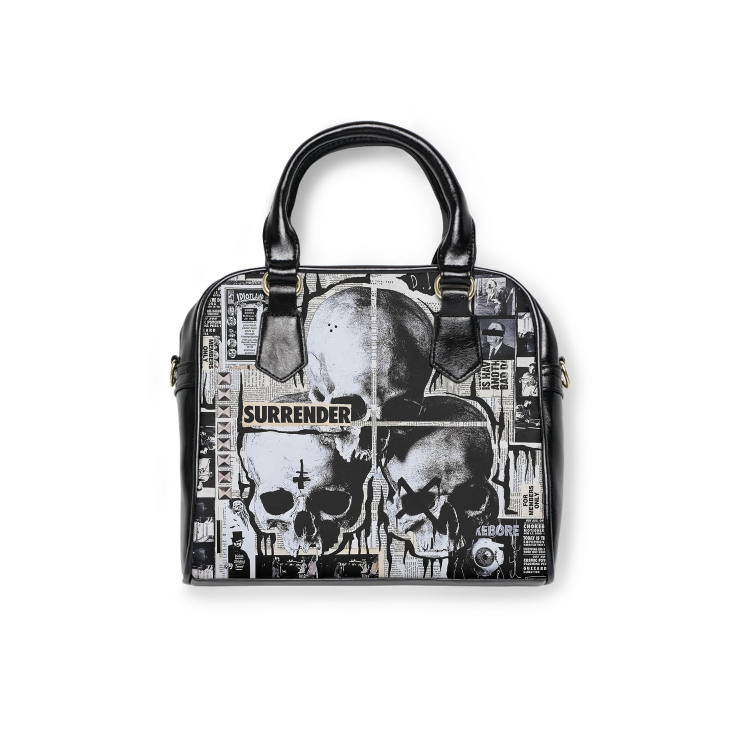 Skulls Trio, Shoulder Handbag with Crossbody Strap