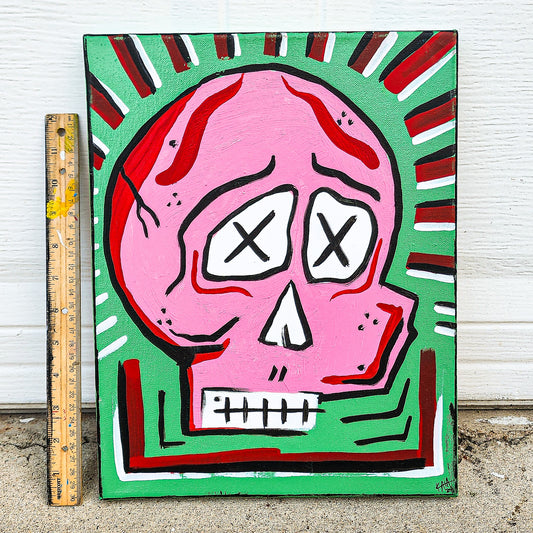 Skull Abstract Canvas 11"x14" (pink/green)