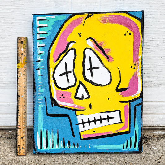 Skull Abstract Canvas 11"x14" (yellow/blue)