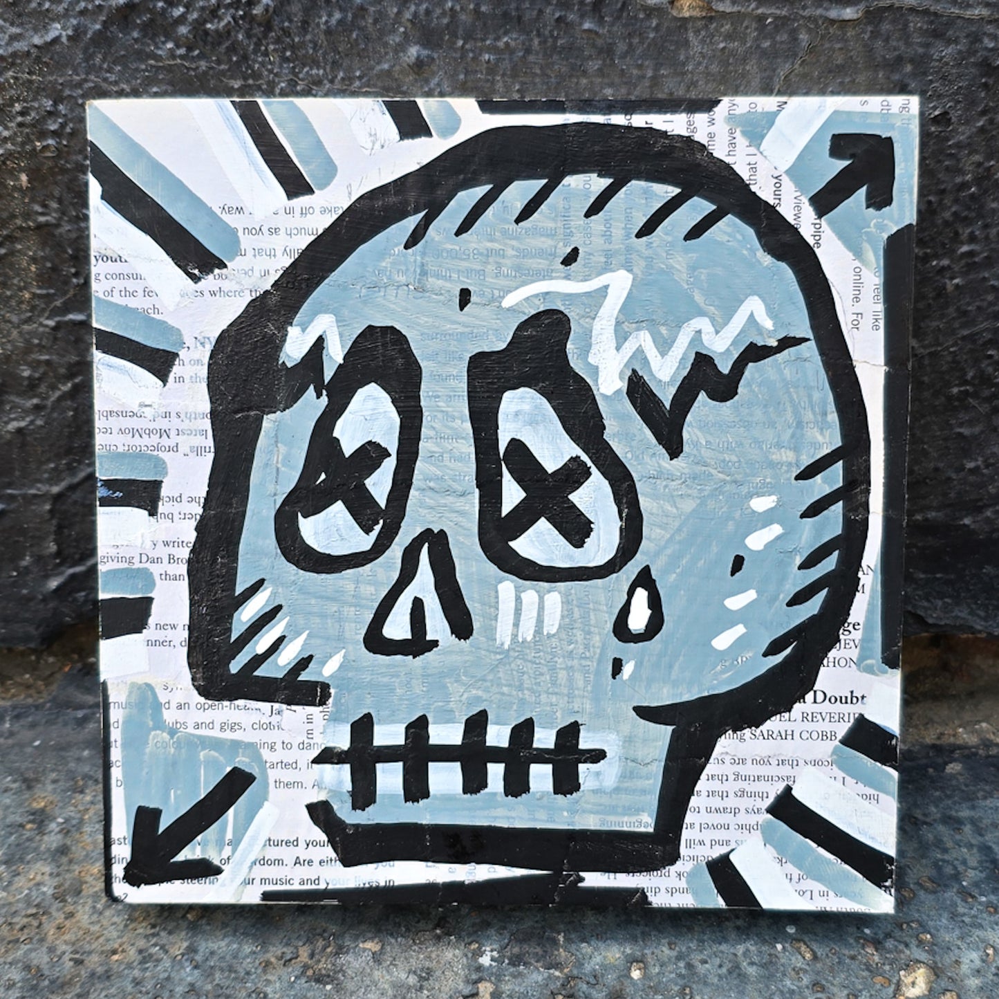 Skull Panel Mini 6"x6", Grey B