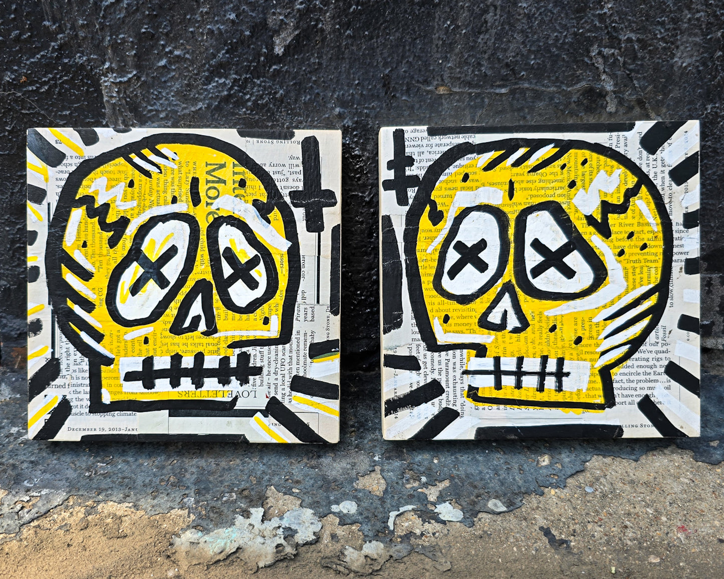 Skull Panel Mini 6"x6", Yellow B