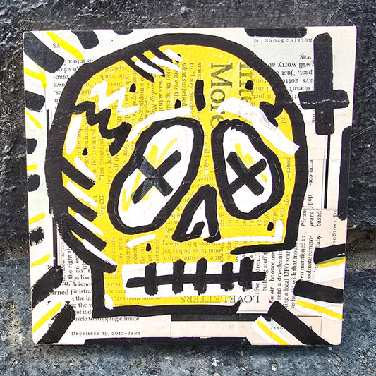 Skull Panel Mini 6"x6", Yellow A