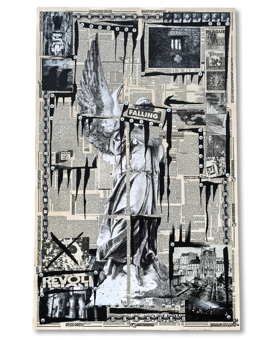 "Falling" 22"x35" Mixed Media on Wood