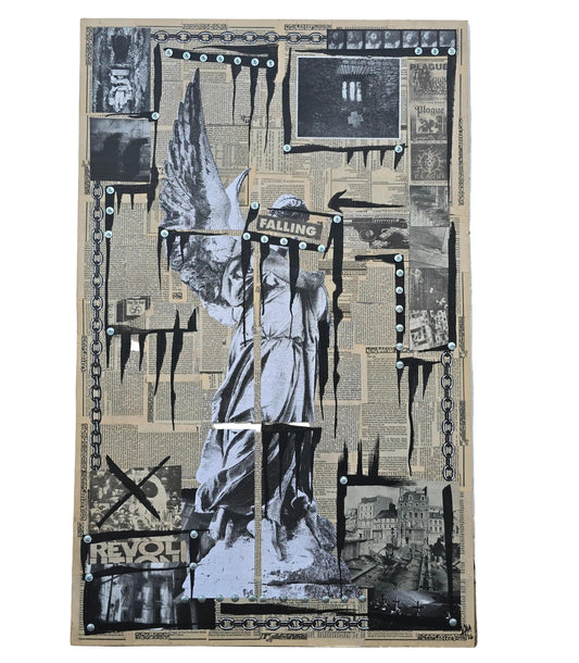 "Falling" 22"x35" Mixed Media on Wood