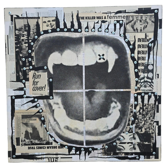 "Run For Cover" 24"x24" Mixed Media on Wood