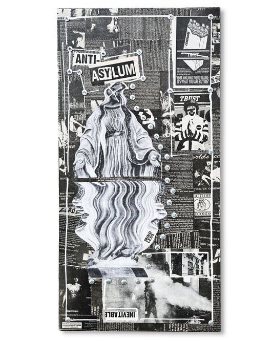 "Anti-Asylum" 12"x24" Mixed Media on Wood