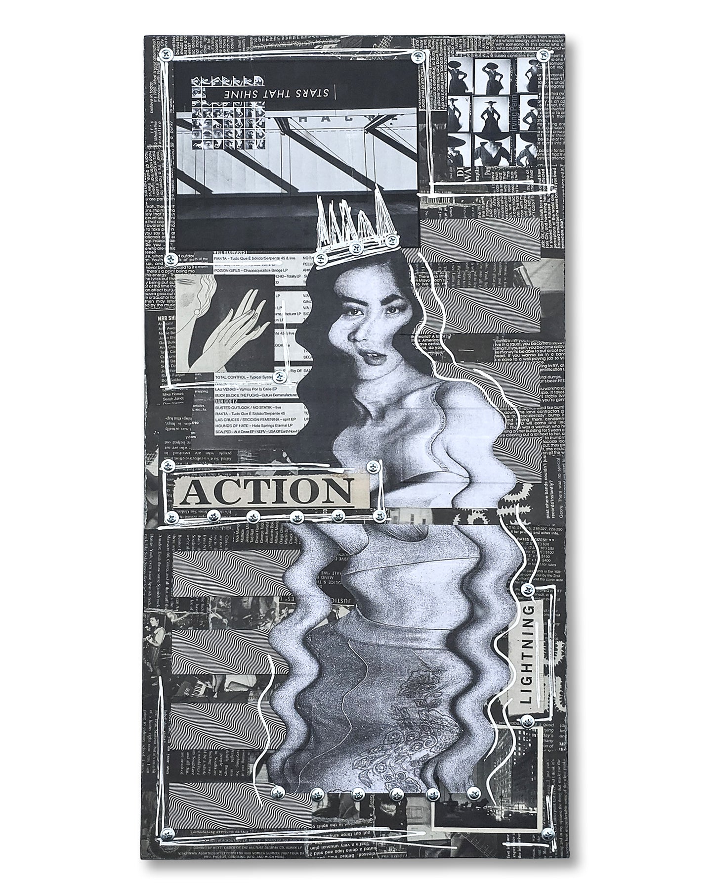 "Action" 12"x24" Mixed Media on Wood