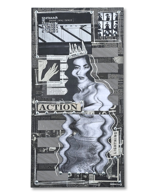 "Action" 12"x24" Mixed Media on Wood