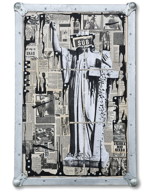"Sub" 24"x36" Mixed Media on Road Case