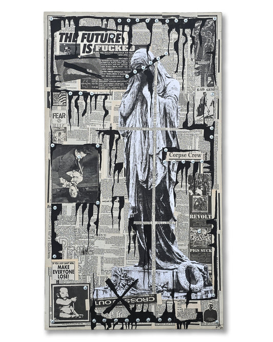 "The Future is Fucked" 20"x36" Mixed Media on Wood