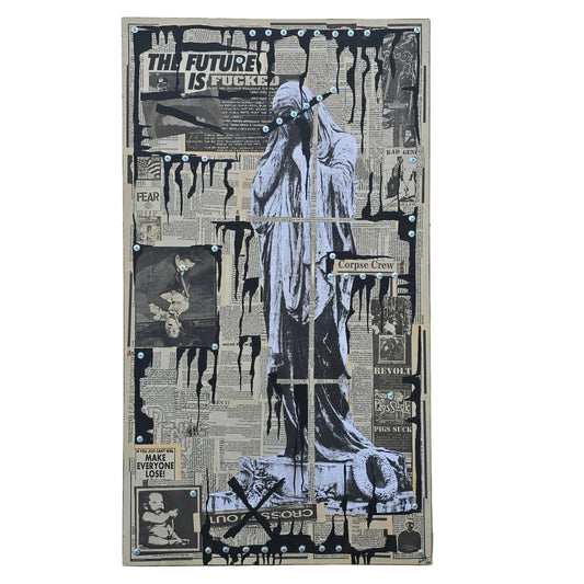 "The Future is Fucked" 20"x36" Mixed Media on Wood