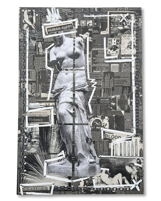 "Human Alert" 24"x36" Mixed Media on Wood Panel