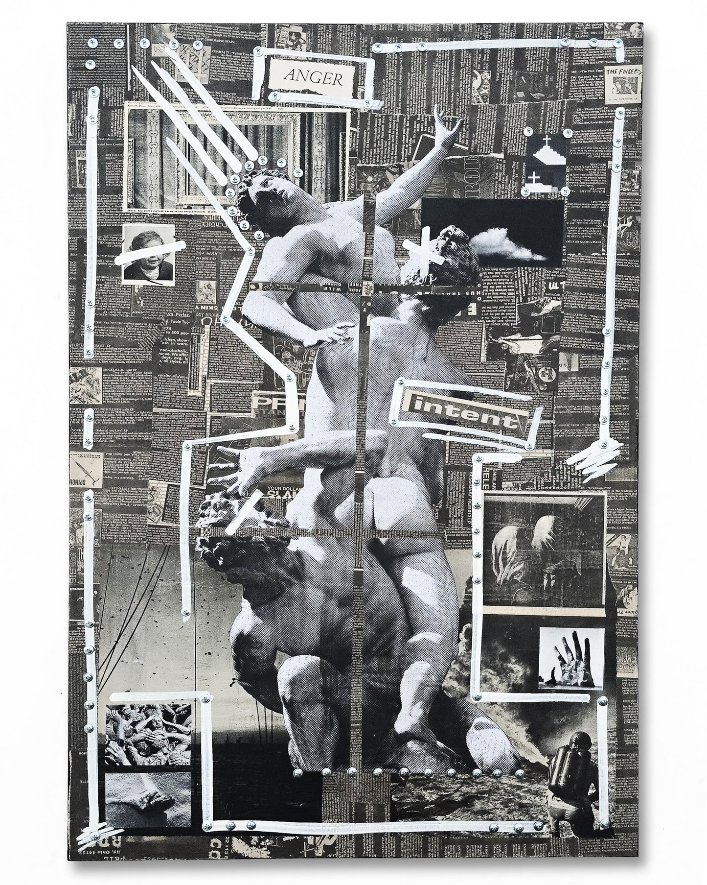 "Anger/Intent" 24"x36" Mixed Media on Wood Panel