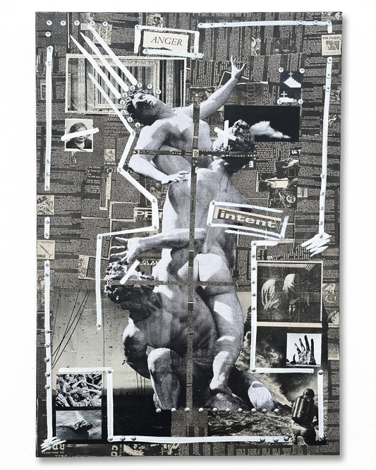 "Anger/Intent" 24"x36" Mixed Media on Wood Panel