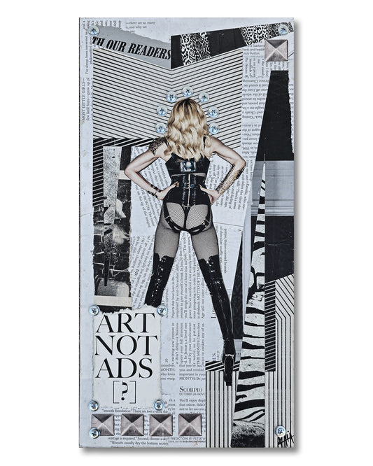 "Art Not Ads" 8"x16" Mixed Media on Wood