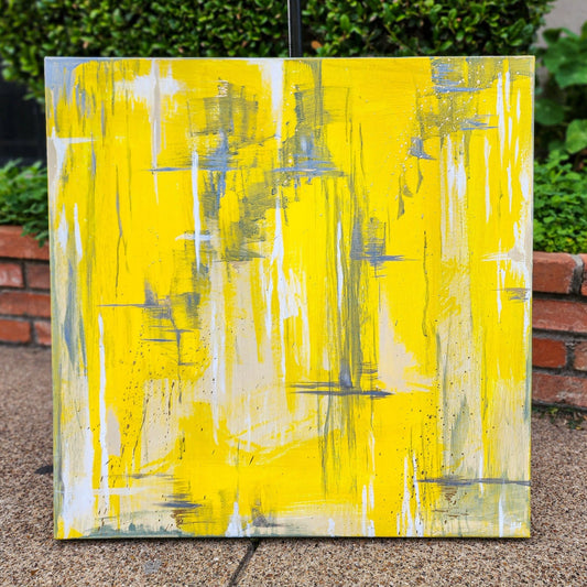 Yellow Abstract Canvas Art 24"x24"x1.5"
