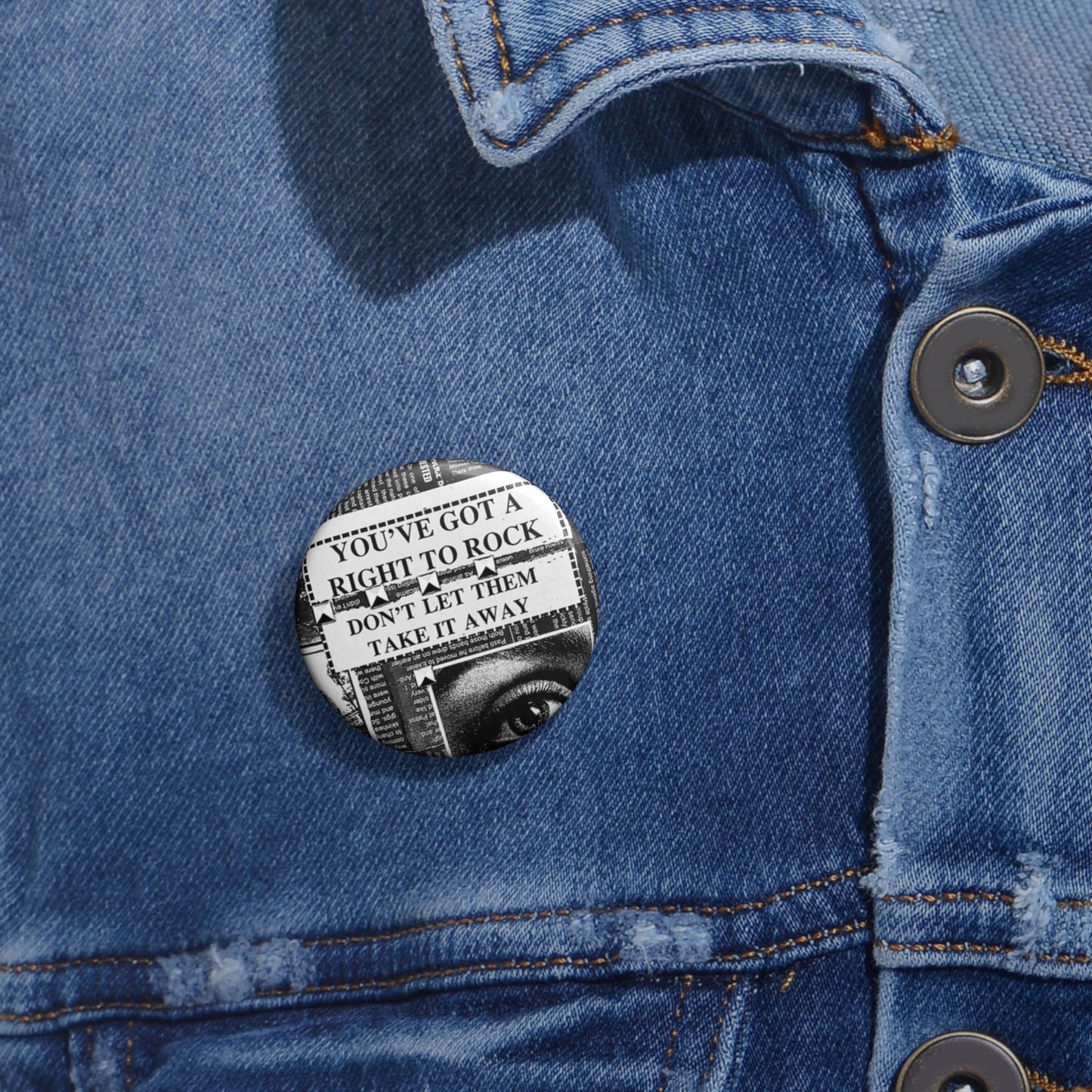 Custom Pin Button, Right to Rock