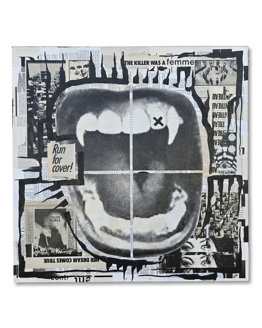 "Run For Cover" 24"x24" Mixed Media on Wood